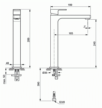 Смеситель для раковины IDEAL STANDARD EDGE A7114AA хром