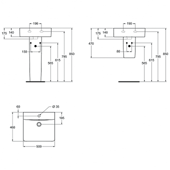 Раковина накладная IDEAL STANDARD CONNECT E788401 50х46см