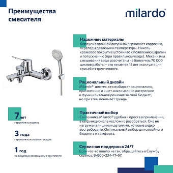 Смеситель для ванны MILARDO Enjoy ENJSB00M02 хром глянец