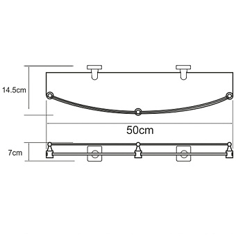 Полка в ванную овальная WASSERKRAFT Dill K-3944 1-ярусная 14,5х50см хром