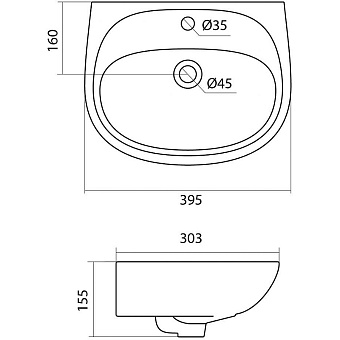 Раковина подвесная Santek Анимо 1WH110490 39,5х31см