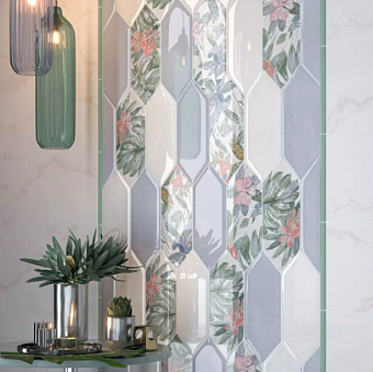 Настенная плитка KERAMA MARAZZI Фурнаш 35028 грань белый глянцевый 14х34см 0,709кв.м. глянцевая