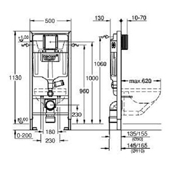 Инсталляция для подвесного унитаза GROHE Rapid Sl 39002000