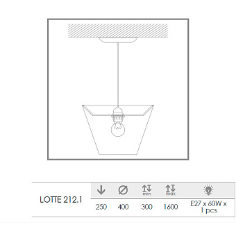 Люстра подвесная Lucia Tucci LOTTE 212.1 60Вт 1 лампочек E27