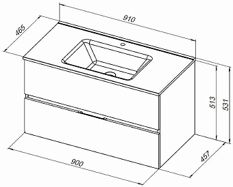 Тумба под раковину подвесная AQUANET Алвита New 303919 46х90х51,3см