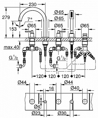 Смеситель для ванны GROHE Atrio New 19922AL3 хром