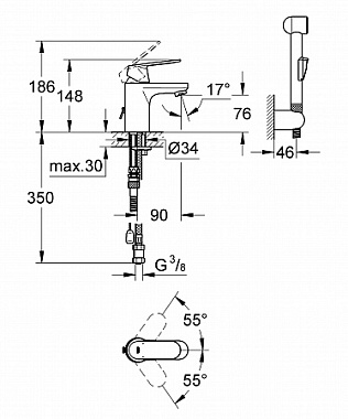 Смеситель для раковины GROHE Eurosmart Cosmopolitan 23125000 хром