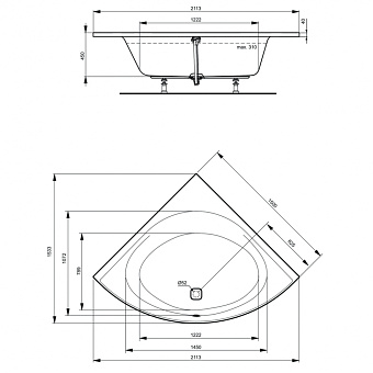Ванна акриловая IDEAL STANDARD TONIC II K746801 153,3х90см встраиваемая