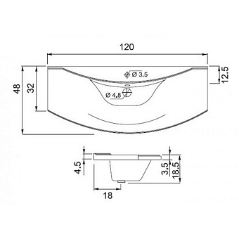 Раковина мебельная AQUANET Тренто 152905 120х18,3см