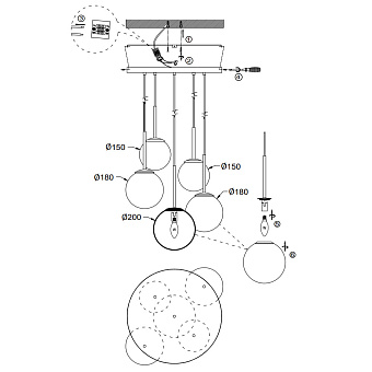 Светильник подвесной Maytoni Basic form MOD321PL-05G 40Вт E14