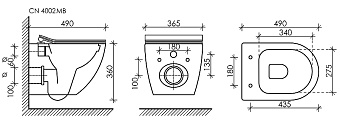 Инсталляция с унитазом Ceramica Nova Metropol CN4002MB_1002B_1000