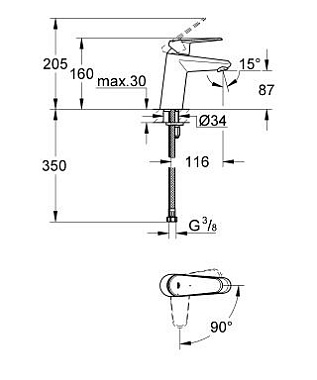 Смеситель для раковины GROHE Eurodisc Cosmopolitan 2338220E хром