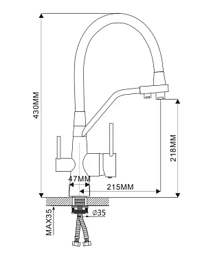 Смеситель для кухни Maxonor MN4460-27 гибкий излив бронза/чёрный