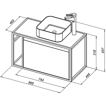Тумба под раковину подвесная AQUANET Nova Lite Loft 261659 44х90х51,8см