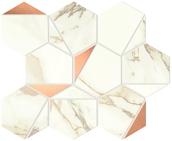 Керамическая мозаика Atlas Concord Италия Marvel Shine A4WW Calacatta Imperiale Gold Hex Shiny 29х25,4см 0,437кв.м.