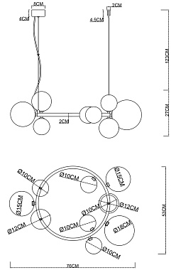 Светильник подвесной Arte Lamp VINCENT A7790SP-10GO 40Вт G9