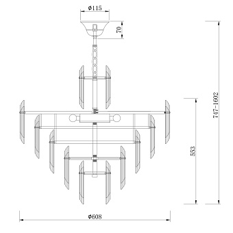 Светильник подвесной Maytoni Flare DIA200PL-08G 40Вт E14