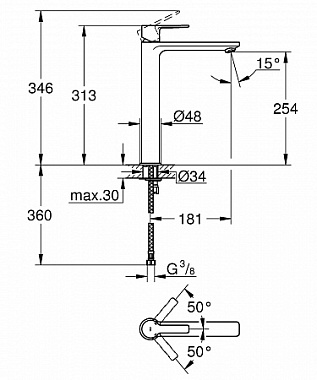 Смеситель для раковины GROHE Lineare New 23405DC1 нержавеющая сталь