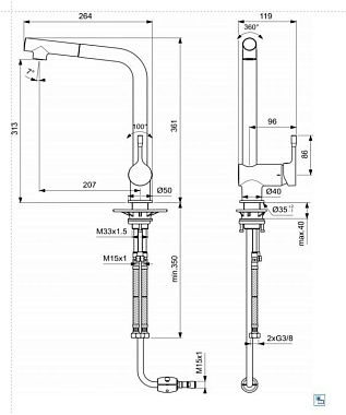 Смеситель для кухни IDEAL STANDARD CERALOOK BC176AA поворотный излив хром