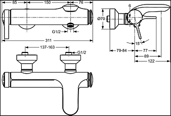 Смеситель для ванны IDEAL STANDARD MELANGE A4271AA хром