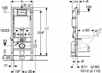 Комплект для установки подвесного унитаза GEBERIT Duofix Delta 458.134.21.2 с панелью смыва синий