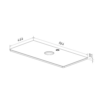 Столешница LEMARK Miano LM06M100S Стекло 46,4х96,4см белый