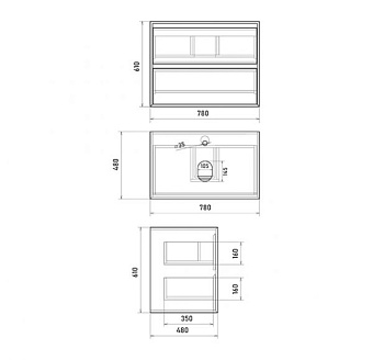 Тумба под раковину подвесная SOLE Tesla УТ000060992 48х78х61см