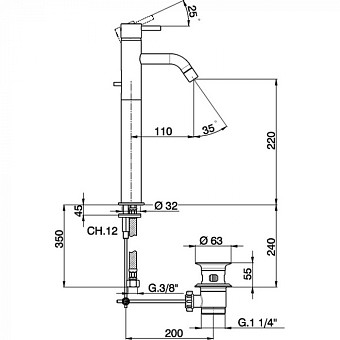 Смеситель для раковины Cisal Less Minimal LM00052021 хром
