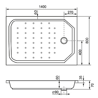 Душевой поддон RGW Acryl 16183814-11 STYLE 140х80см