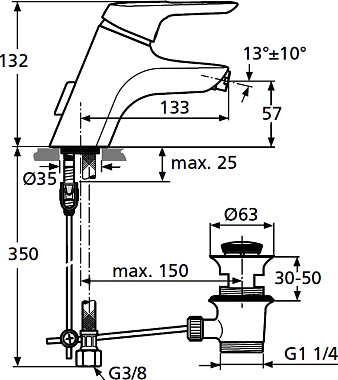 Смеситель для биде IDEAL STANDARD CERAMIX BLUE A5655AA хром