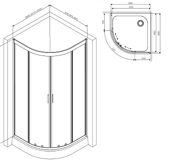 Угловое ограждение AM-PM Gem W90G-401-090WT 190х90см стекло прозрачное