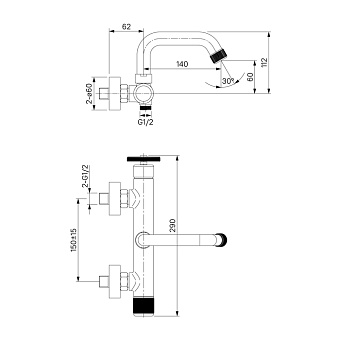 Смеситель для ванны IDDIS Grange GRABLR2i02WA чёрный матовый