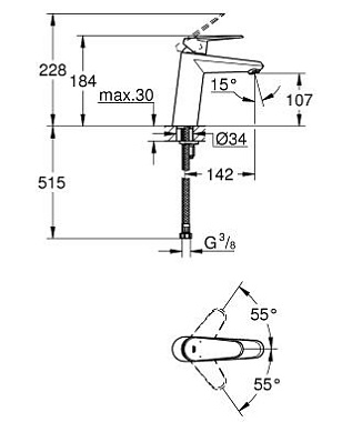 Смеситель для раковины GROHE Eurodisc Cosmopolitan 23449002 хром