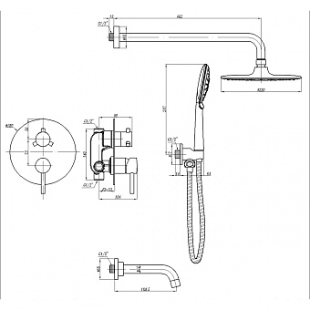 Душевая система Abber Wasser Kreis AF8117B чёрный матовый