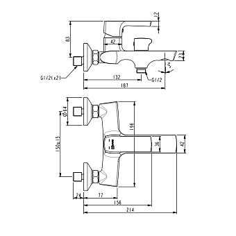 Смеситель для ванны LEMARK Ursus LM7214BL чёрный