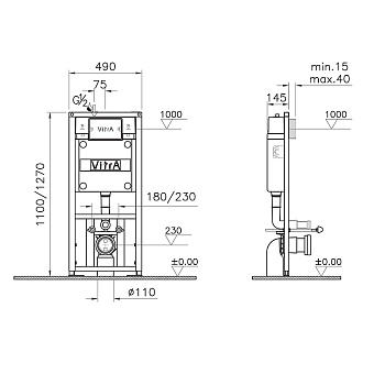 Инсталляция с унитазом VITRA Metropole 9820B003-7201