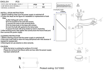 Светильник настенно-потолочный CRYSTAL LUX CLT 030 CLT 030C BL 35Вт GU10