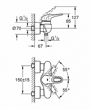 Смеситель для душа GROHE Eurostyle 33590003 хром