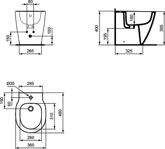 Биде напольное IDEAL STANDARD CONNECT SPACE E120001
