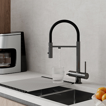 Смеситель для кухни IDDIS Ace ACEGMFFi05 поворотный излив графитовый