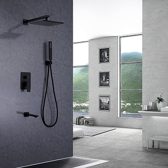 Душевая система Abber Weiss Insel AF8017B чёрный матовый