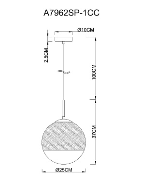 Светильник подвесной Arte Lamp JUPITER chrome A7962SP-1CC 60Вт E27