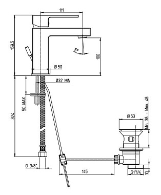 Смеситель для раковины Paini Dax-R 84CR211RKM хром