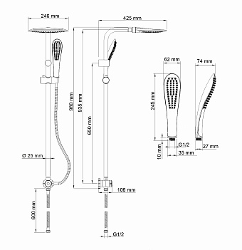 Душевой гарнитур WASSERKRAFT A045 бежевый/хром