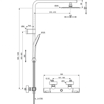 Душевая система IDEAL STANDARD CERATHERM T50 A7704AA chrome