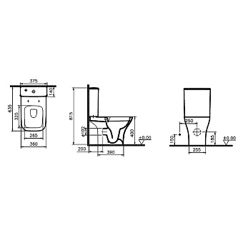Унитаз напольный VITRA Polar 9843B003-7201 безободковый с микролифтом