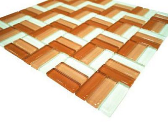 Стеклянная мозаика Роскошная мозаика МС 1095 бежевый/белый/коричневый 30х30см 0,54кв.м.