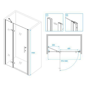 Душевая дверь RGW Hotel PA-07B R 195х100см стекло прозрачное