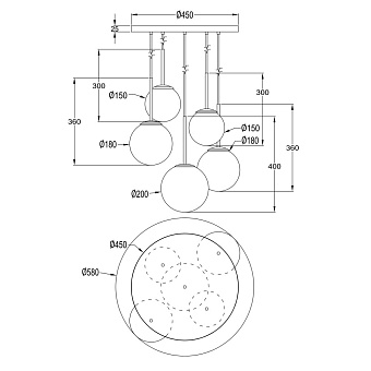 Светильник подвесной Maytoni Basic form MOD321PL-05G 40Вт E14