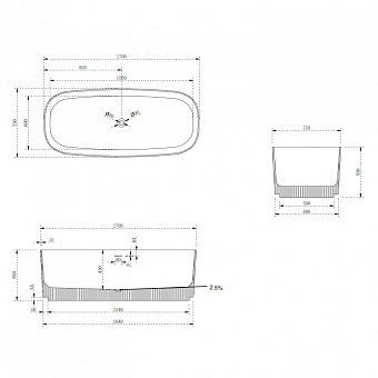 Ванна каменная Abber Stein AS9601 170х75см отдельностоящая